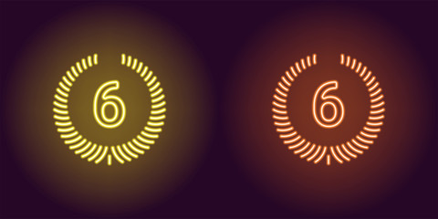 Neon icon of Yellow and Orange Sixth Place