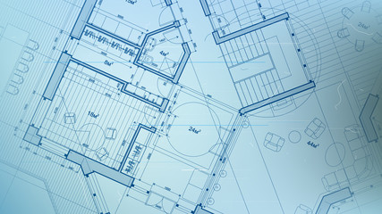 vector architectural plan - abstract architectural blueprint of a modern residential building / technology, industry, business concept illustration: real estate, building, construction & architecture