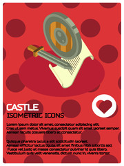 Castle color isometric poster