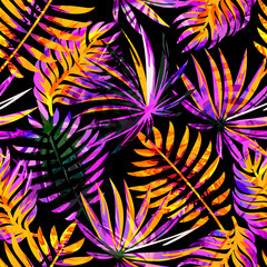 Seamless exotic pattern with abstract tropical plants. Vector modern design for paper, wallpaper, fabric, cover.