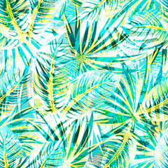 Seamless exotic pattern with abstract tropical plants. Vector modern design for paper, wallpaper, fabric, cover.