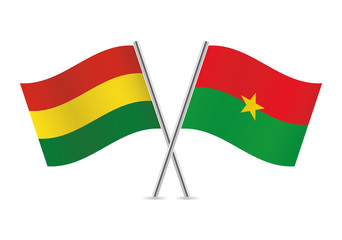 Bolivia and Burkina Faso flags. Vector illustration.