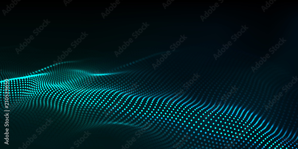 Poster big data. futuristic technology blue background. cyber technology. technology background. wave 3d.