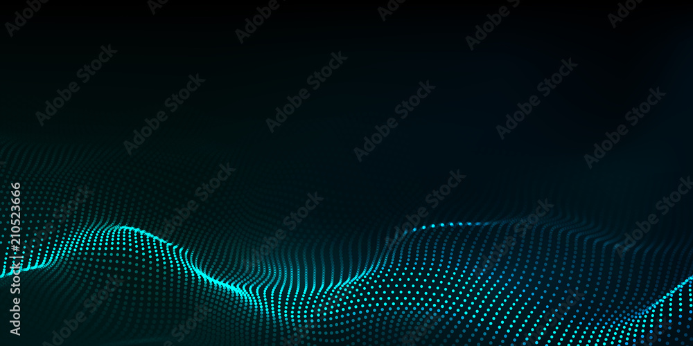 Poster big data. futuristic technology blue background. cyber technology. technology background. wave 3d.