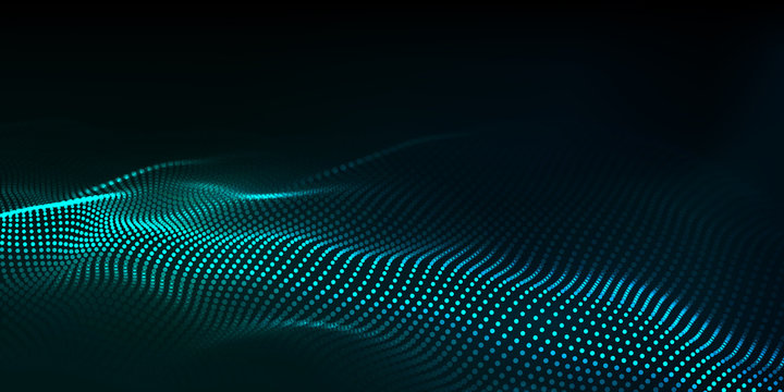 Big data. Futuristic technology blue background. Cyber technology. Technology background. Wave 3d.