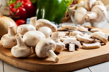 Fresh white mushrooms
