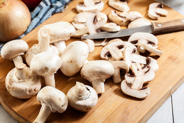 Fresh white mushrooms