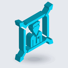 Boss icon vector sign and symbol isolated on white background, Boss logo concept , isometric 3D icon