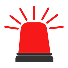Flashing alarm signal. Police or ambulance red flasher siren logo. Flat style. Flasher alert icon. Simple flat vector illustration