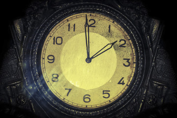 old antique wooden wall clock, background image with space for text
