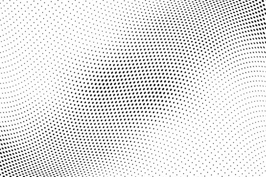 Wavy Dotted Lines. Halftone Background. Futuristic Panel. Vector Illustration