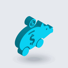 Dollar symbol icon vector sign and symbol isolated on white background, Dollar symbol logo concept , isometric 3D icon