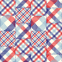 Seamless background pattern. Patchwork pattern of classic plaid squares.  Vector image.