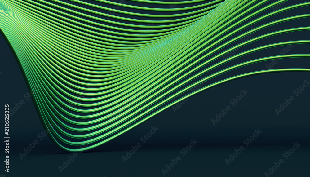 Poster abstract 3d rendering of smooth surface with lines. striped modern background design for poster, cov