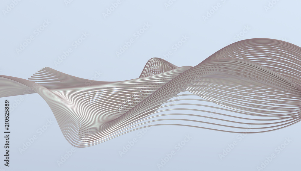 Poster abstract 3d rendering of smooth surface with lines. striped modern background design for poster, cov