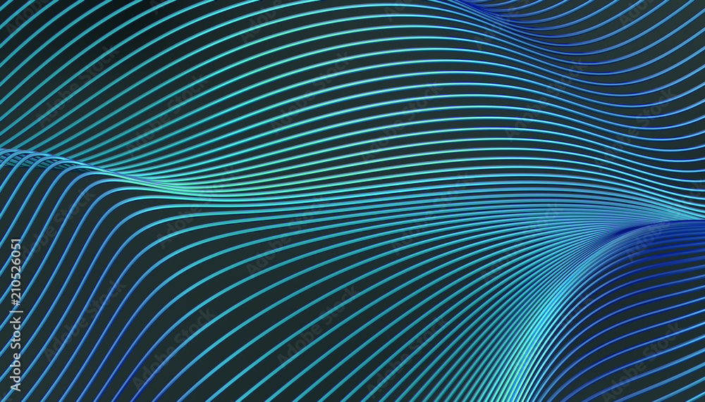 Poster abstract 3d rendering of smooth surface with lines. striped modern background design for poster, cov