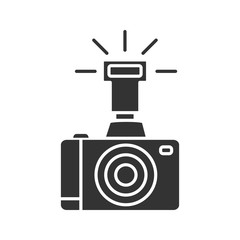 Professional photo camera glyph icon