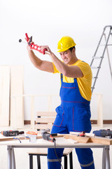 Floor repairman disappointed with his work 