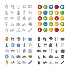 Winter activities icons set