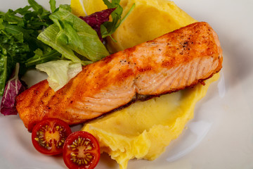 Grilled salmon steak