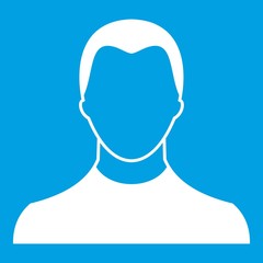 User icon white isolated on blue background vector illustration