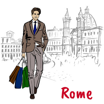 woman walking in Rome