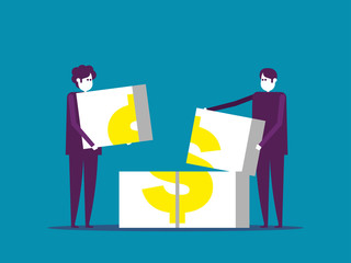 Business people and teamwork. Vector illustration business concept, Move cubes, Working, Industry Activity.