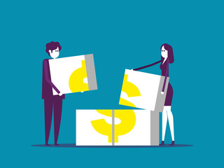 Business people and teamwork. Vector illustration business concept, Move cubes, Working, Industry Activity.