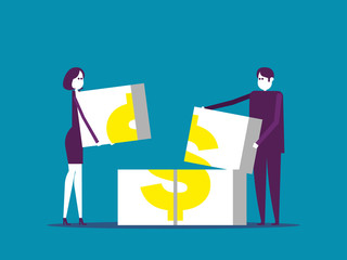 Business people and teamwork. Vector illustration business concept, Move cubes, Working, Industry Activity.