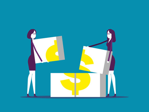 Business people and teamwork. Vector illustration business concept, Move cubes, Working, Industry Activity.
