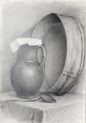 Obraz premium still life, pencil drawing, sketch 