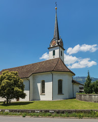Fototapeta na wymiar Church in the village of Seewen in the Swiss canton of Schwyz