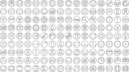 Black business thin line icons set on white background