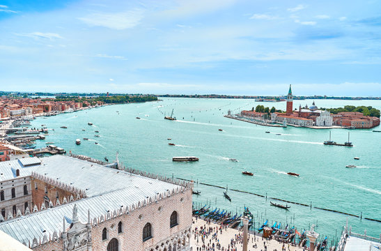 Church and Island of "san giorgio maggiore" in the lagoon of Venice - seen from St. Mark's Square