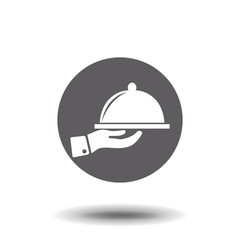Meal tray on hand icon simple cooking sign vector illustration