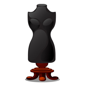 Vintage mannequin on a tripod isolated on white background. Vector cartoon close-up illustration.