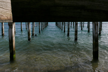 metaphysical pier in open water sea