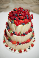 Three tiered wedding cake