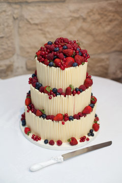 Three tiered wedding cake