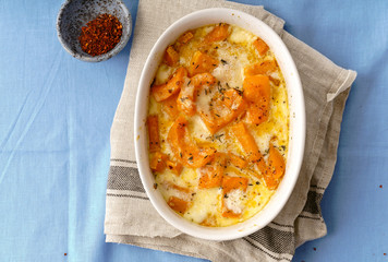 Roasted squash baked with heavy cream, thyme, white wine and parmesan cheese
