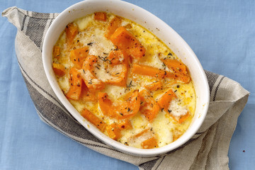 Roasted squash baked with heavy cream, thyme, white wine and parmesan cheese