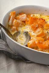 Roasted squash baked with heavy cream, thyme, white wine and parmesan cheese
