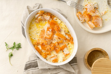 Roasted squash baked with heavy cream, thyme, white wine and parmesan cheese