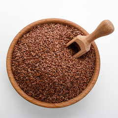 natural grain of flax on a white acrylic background