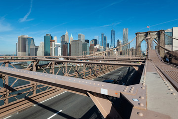Obraz premium Manhattan Skyline on Brooklyn Bridge, New York City