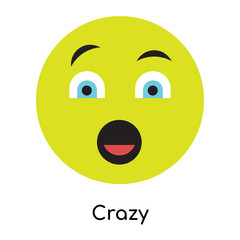 Crazy icon vector sign and symbol isolated on white background, Crazy logo concept