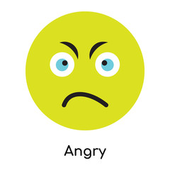 Fototapeta premium Angry icon vector sign and symbol isolated on white background, Angry logo concept