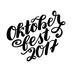 Oktoberfest 2017 hand drawn lettering.  lettering illustration isolated on white. Template for Traditional German Oktoberfest bier festival.