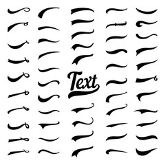 Typography tails shape for football or athletics baseball sport team sign. Texting letters tail for lettering or logo design vector set - obrazy, fototapety, plakaty