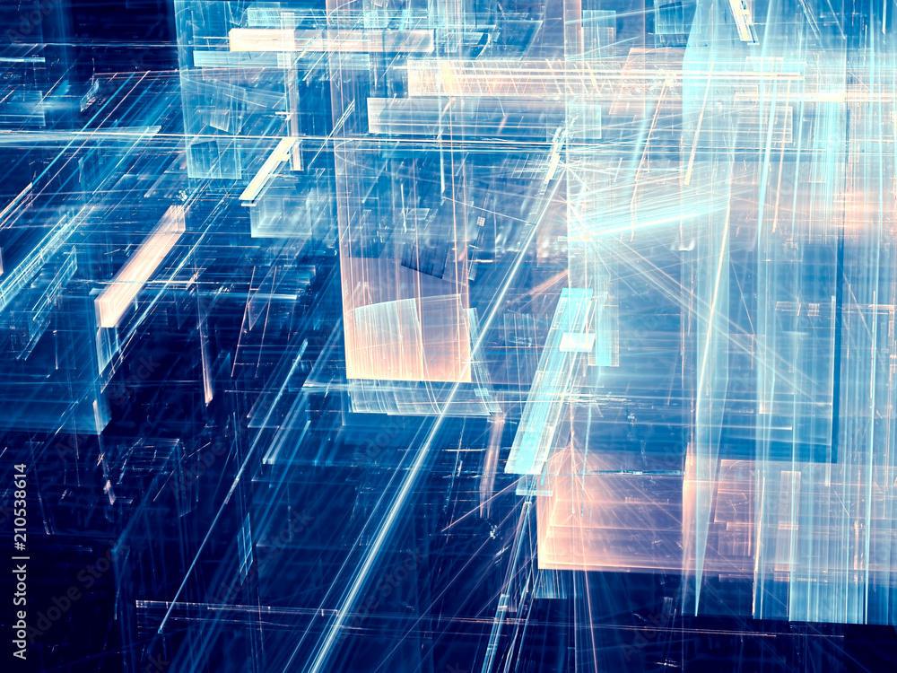 Wall mural glass structure - abstract digitally generated image